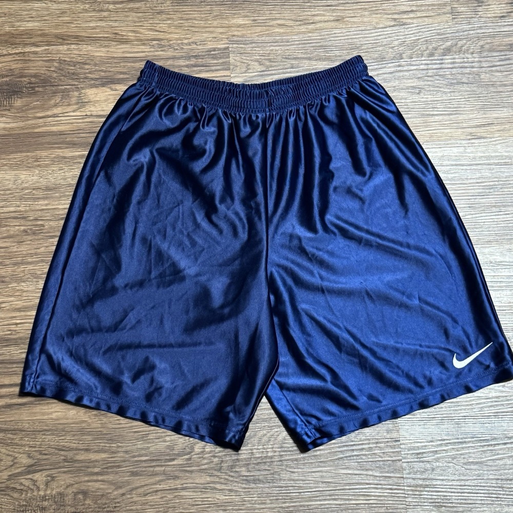 Vintage 90s Nike Swoosh Navy Blue Athletic Shorts Size M (Made in Taiwan)